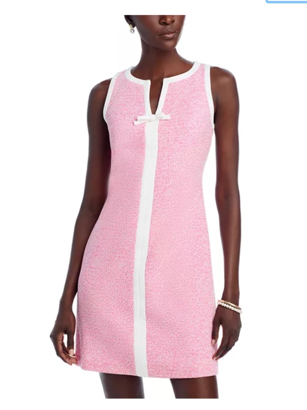 Karl Lagerfeld Paris Textured Knit Minidress Pink with White Trim, SZ 8